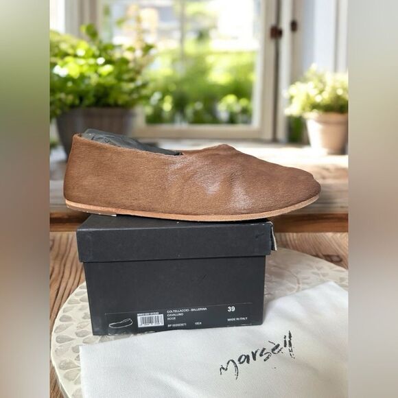 MARSELL Italy $1098 Limited Coltellaccio Ballerina Flats Pony Fur Hide Noce 39 - Picture 12 of 16